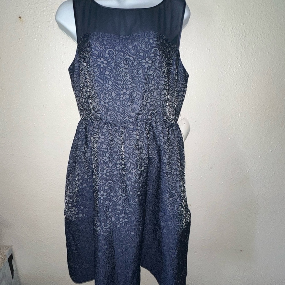Erin Fetherston Purple Fit And Flare Sz10 Dress 1/4 Top Sheer Party Wedding  New